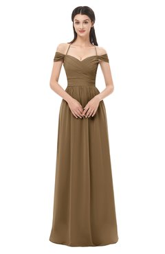 ColsBM Amirah Truffle Bridesmaid Dresses Halter Zip up Pleated Floor Length Elegant Short Sleeve