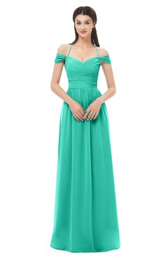 ColsBM Amirah Viridian Green Bridesmaid Dresses Halter Zip up Pleated Floor Length Elegant Short Sleeve