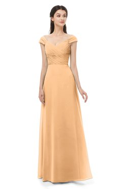 ColsBM Aspen Apricot Bridesmaid Dresses Off The Shoulder Elegant Short Sleeve Floor Length A-line Ruching