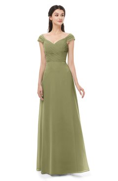 ColsBM Aspen Cedar Bridesmaid Dresses Off The Shoulder Elegant Short Sleeve Floor Length A-line Ruching