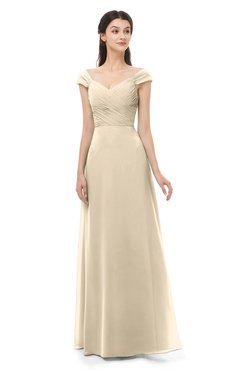 ColsBM Aspen Champagne Bridesmaid Dresses Off The Shoulder Elegant Short Sleeve Floor Length A-line Ruching