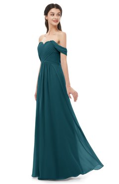 ColsBM Sylvia Blue Green Bridesmaid Dresses Mature Floor Length Sweetheart Ruching A-line Zip up