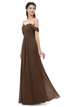 ColsBM Sylvia Chocolate Brown Bridesmaid Dresses Mature Floor Length Sweetheart Ruching A-line Zip up