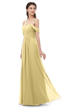 ColsBM Sylvia Gold Bridesmaid Dresses Mature Floor Length Sweetheart Ruching A-line Zip up