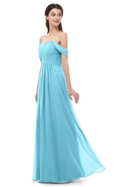 ColsBM Sylvia Light Blue Bridesmaid Dresses Mature Floor Length Sweetheart Ruching A-line Zip up