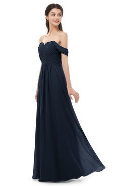 ColsBM Sylvia Navy Blue Bridesmaid Dresses Mature Floor Length Sweetheart Ruching A-line Zip up