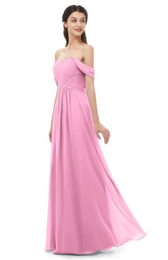 ColsBM Sylvia Pink Bridesmaid Dresses Mature Floor Length Sweetheart Ruching A-line Zip up