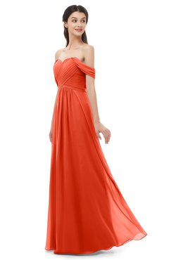 ColsBM Sylvia Tangerine Tango Bridesmaid Dresses Mature Floor Length Sweetheart Ruching A-line Zip up