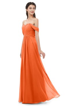 ColsBM Sylvia Tangerine Bridesmaid Dresses Mature Floor Length Sweetheart Ruching A-line Zip up