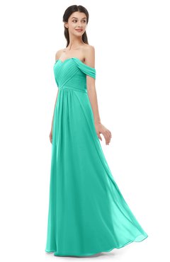 ColsBM Sylvia Viridian Green Bridesmaid Dresses Mature Floor Length Sweetheart Ruching A-line Zip up