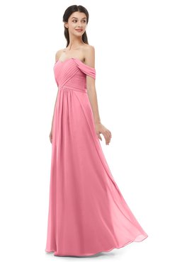 ColsBM Sylvia Watermelon Bridesmaid Dresses Mature Floor Length Sweetheart Ruching A-line Zip up