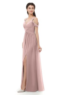 ColsBM Raven Bridal Rose Bridesmaid Dresses Split-Front Modern Short Sleeve Floor Length Thick Straps A-line