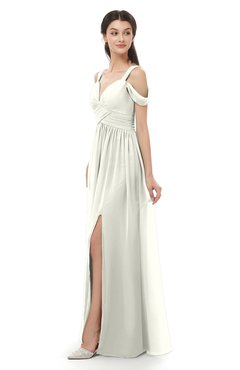 ColsBM Raven Cream Bridesmaid Dresses Split-Front Modern Short Sleeve Floor Length Thick Straps A-line