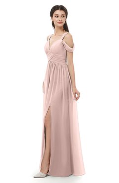 ColsBM Raven Dusty Rose Bridesmaid Dresses Split-Front Modern Short Sleeve Floor Length Thick Straps A-line