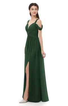 ColsBM Raven Hunter Green Bridesmaid Dresses Split-Front Modern Short Sleeve Floor Length Thick Straps A-line