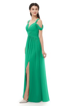 ColsBM Raven Sea Green Bridesmaid Dresses Split-Front Modern Short Sleeve Floor Length Thick Straps A-line