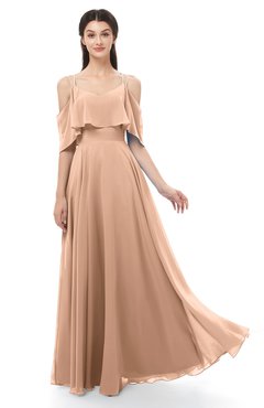 ColsBM Jamie Almost Apricot Bridesmaid Dresses Floor Length Pleated V-neck Half Backless A-line Modern