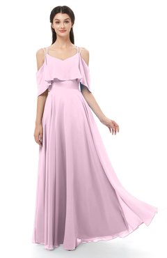 ColsBM Jamie Baby Pink Bridesmaid Dresses Floor Length Pleated V-neck Half Backless A-line Modern