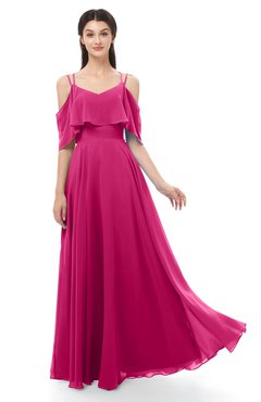 ColsBM Jamie Beetroot Purple Bridesmaid Dresses Floor Length Pleated V-neck Half Backless A-line Modern