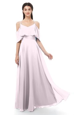 ColsBM Jamie Blush Bridesmaid Dresses Floor Length Pleated V-neck Half Backless A-line Modern