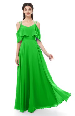 ColsBM Jamie Classic Green Bridesmaid Dresses Floor Length Pleated V-neck Half Backless A-line Modern
