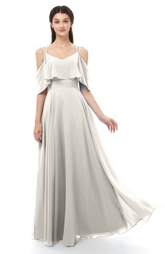 ColsBM Jamie Off White Bridesmaid Dresses Floor Length Pleated V-neck Half Backless A-line Modern