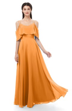 ColsBM Jamie Orange Bridesmaid Dresses Floor Length Pleated V-neck Half Backless A-line Modern