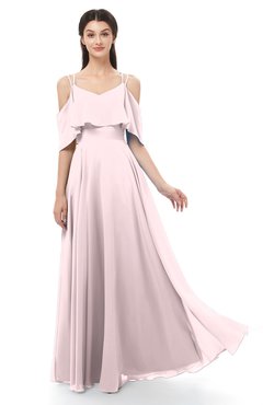 ColsBM Jamie Petal Pink Bridesmaid Dresses Floor Length Pleated V-neck Half Backless A-line Modern