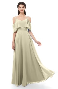 ColsBM Jamie Putty Bridesmaid Dresses Floor Length Pleated V-neck Half Backless A-line Modern