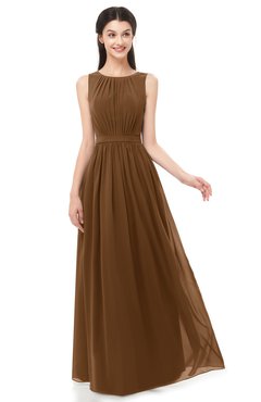 ColsBM Briar Brown Bridesmaid Dresses Sleeveless A-line Pleated Floor Length Elegant Bateau