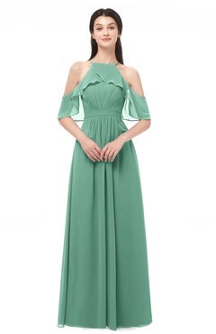 ColsBM Andi Beryl Green Bridesmaid Dresses Zipper Off The Shoulder Elegant Floor Length Sash A-line