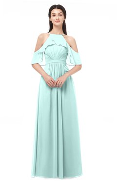 ColsBM Andi Blue Glass Bridesmaid Dresses Zipper Off The Shoulder Elegant Floor Length Sash A-line