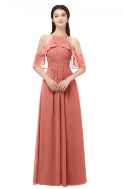 ColsBM Andi Crabapple Bridesmaid Dresses Zipper Off The Shoulder Elegant Floor Length Sash A-line