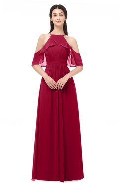 ColsBM Andi Dark Red Bridesmaid Dresses Zipper Off The Shoulder Elegant Floor Length Sash A-line