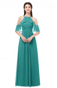 ColsBM Andi Emerald Green Bridesmaid Dresses Zipper Off The Shoulder Elegant Floor Length Sash A-line