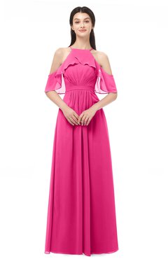 ColsBM Andi Fandango Pink Bridesmaid Dresses Zipper Off The Shoulder Elegant Floor Length Sash A-line