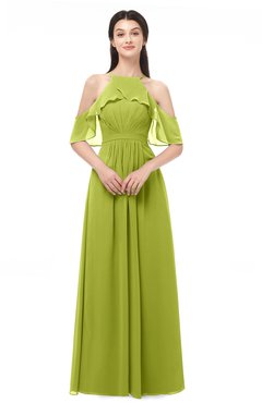 ColsBM Andi Green Oasis Bridesmaid Dresses Zipper Off The Shoulder Elegant Floor Length Sash A-line