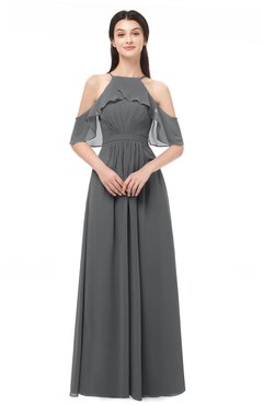 ColsBM Andi Grey Bridesmaid Dresses Zipper Off The Shoulder Elegant Floor Length Sash A-line