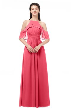ColsBM Andi Guava Bridesmaid Dresses Zipper Off The Shoulder Elegant Floor Length Sash A-line