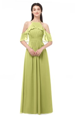 ColsBM Andi Linden Green Bridesmaid Dresses Zipper Off The Shoulder Elegant Floor Length Sash A-line
