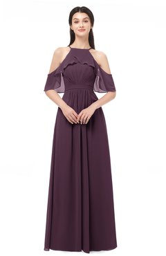 ColsBM Andi Plum Bridesmaid Dresses Zipper Off The Shoulder Elegant Floor Length Sash A-line