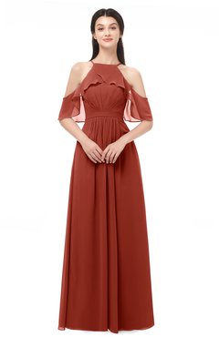 ColsBM Andi Rust Bridesmaid Dresses Zipper Off The Shoulder Elegant Floor Length Sash A-line