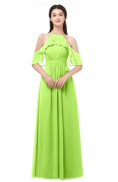 ColsBM Andi Sharp Green Bridesmaid Dresses Zipper Off The Shoulder Elegant Floor Length Sash A-line