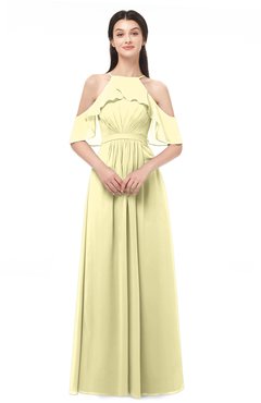 ColsBM Andi Soft Yellow Bridesmaid Dresses Zipper Off The Shoulder Elegant Floor Length Sash A-line