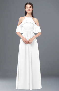 ColsBM Andi White Bridesmaid Dresses Zipper Off The Shoulder Elegant Floor Length Sash A-line
