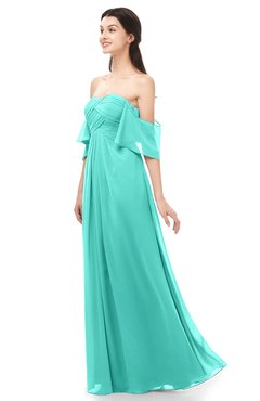 ColsBM Arden Blue Turquoise Bridesmaid Dresses Ruching Floor Length A-line Off The Shoulder Backless Cute