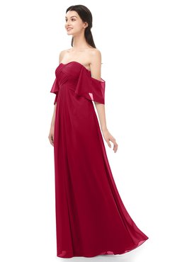 ColsBM Arden Dark Red Bridesmaid Dresses Ruching Floor Length A-line Off The Shoulder Backless Cute