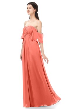 ColsBM Arden Fusion Coral Bridesmaid Dresses Ruching Floor Length A-line Off The Shoulder Backless Cute