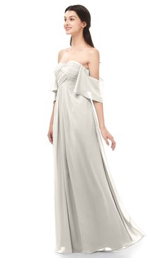 ColsBM Arden Off White Bridesmaid Dresses Ruching Floor Length A-line Off The Shoulder Backless Cute
