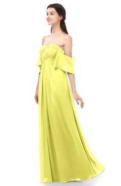 ColsBM Arden Pale Yellow Bridesmaid Dresses Ruching Floor Length A-line Off The Shoulder Backless Cute